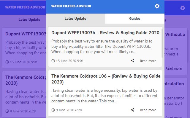 Water Filters Advisor อัปเดตข่าวล่าสุดจาก Chrome เว็บสโตร์เพื่อใช้งานกับ OffiDocs Chromium ออนไลน์