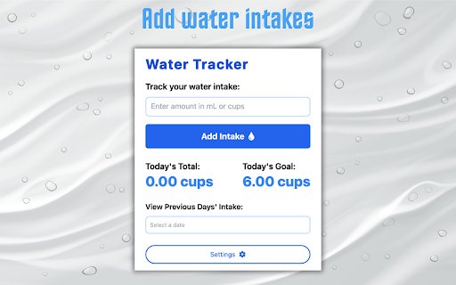 Water Tracker  from Chrome web store to be run with OffiDocs Chromium online
