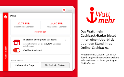 Watt mehr Cashback Radar from Chrome web store to be run with OffiDocs Chromium online Watt mehr Cashback Radar from Chrome web store to be run with OffiDocs Chromium online