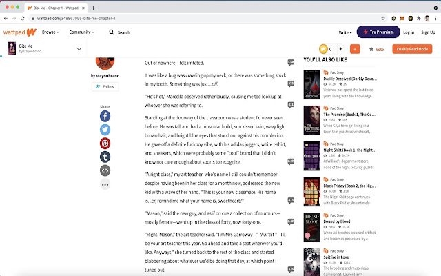 Wattpad Read Mode  from Chrome web store to be run with OffiDocs Chromium online