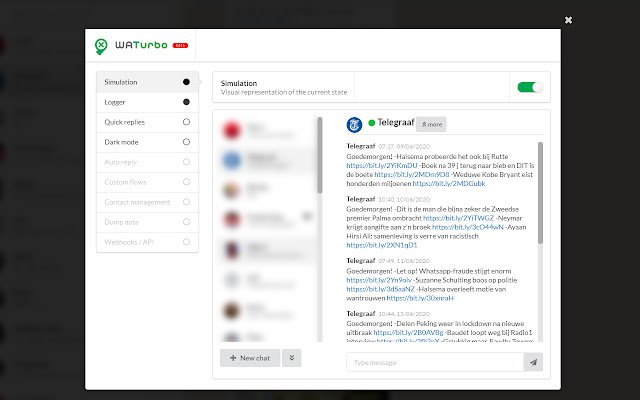WATurbo  from Chrome web store to be run with OffiDocs Chromium online