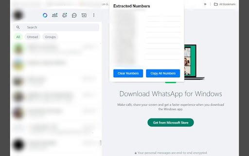 WA Unknown Number Extractor  from Chrome web store to be run with OffiDocs Chromium online