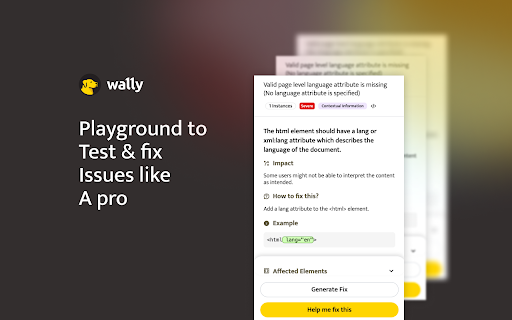 WAX: Wally Accessibility ADA/WCAG Compliance Checker and Fixer from Chrome web store to be run with OffiDocs Chromium online WAX: Wally Accessibility ADA/WCAG Compliance Checker and Fixer from Chrome web store to be run with OffiDocs Chromium online