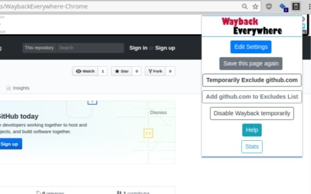 Wayback Everywhere  from Chrome web store to be run with OffiDocs Chromium online