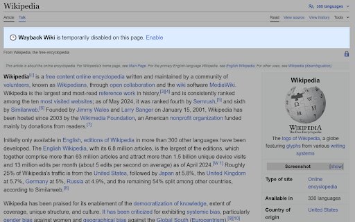 Wayback Wiki from Chrome web store to be run with OffiDocs Chromium online Wayback Wiki from Chrome web store to be run with OffiDocs Chromium online