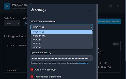 WCAG Accessibility Converter  from Chrome web store to be run with OffiDocs Chromium online