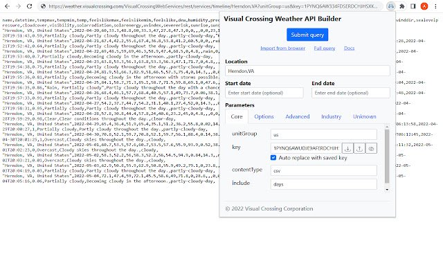 Weather API Request Builder  from Chrome web store to be run with OffiDocs Chromium online