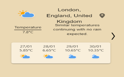 Weather App  from Chrome web store to be run with OffiDocs Chromium online