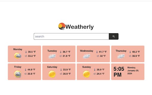 Weatherly  from Chrome web store to be run with OffiDocs Chromium online