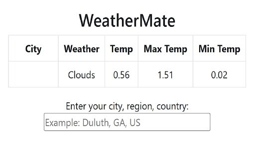 WeatherMate from Chrome web store to be run with OffiDocs Chromium online WeatherMate from Chrome web store to be run with OffiDocs Chromium online