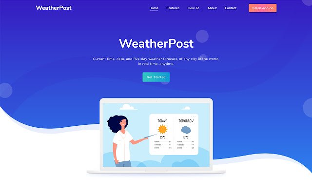 WeatherPost mula sa Chrome web store na tatakbo sa OffiDocs Chromium online