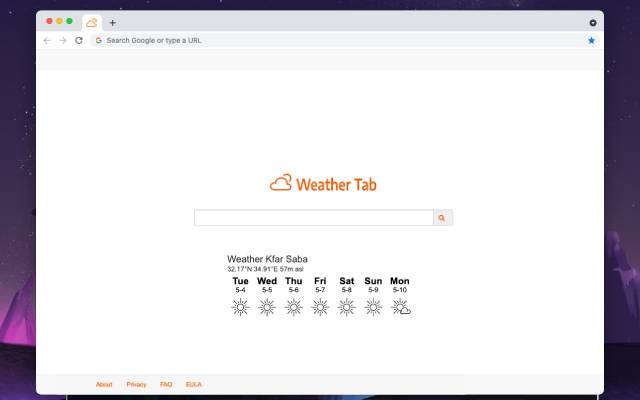 WeatherTab aus dem Chrome-Webshop zur Ausführung mit OffiDocs Chromium online