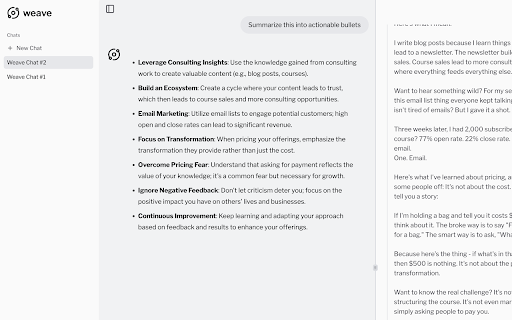 Weave  from Chrome web store to be run with OffiDocs Chromium online