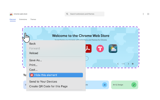 Web Cleaner Hide  Block Elements  from Chrome web store to be run with OffiDocs Chromium online