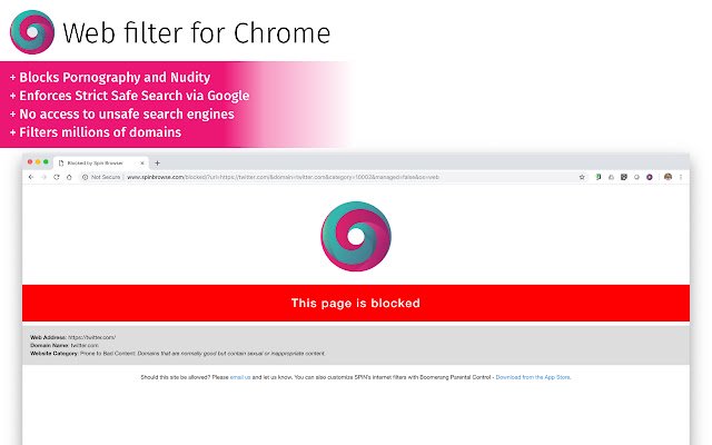 Web Filter for Chrome  from Chrome web store to be run with OffiDocs Chromium online