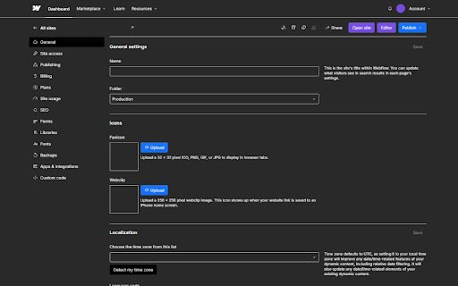 Webflow Admin Dark Mode  UI  from Chrome web store to be run with OffiDocs Chromium online