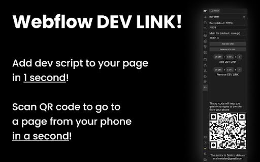 Webflow DEV LINK  from Chrome web store to be run with OffiDocs Chromium online