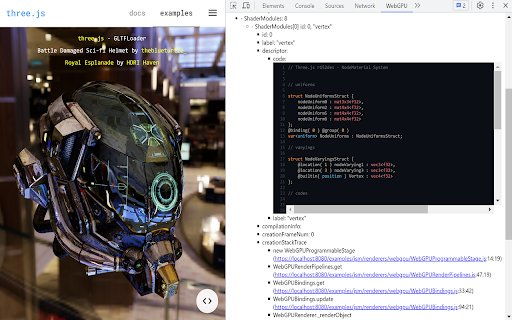 webgpu devtools  from Chrome web store to be run with OffiDocs Chromium online