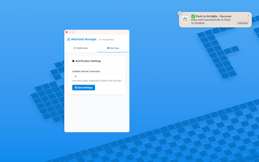 Webhook Manager  from Chrome web store to be run with OffiDocs Chromium online