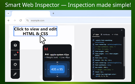 Web Inspector  from Chrome web store to be run with OffiDocs Chromium online