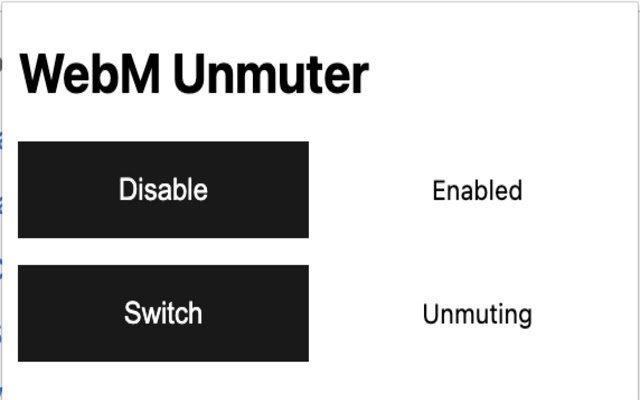অনলাইনে OffiDocs Chromium-এর সাথে চালানো হবে Chrome ওয়েব স্টোর থেকে WebM Unmuter