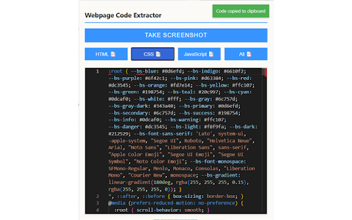 Webpage Code Extractor  from Chrome web store to be run with OffiDocs Chromium online