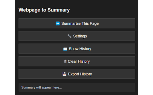 Webpage Summarizer  from Chrome web store to be run with OffiDocs Chromium online