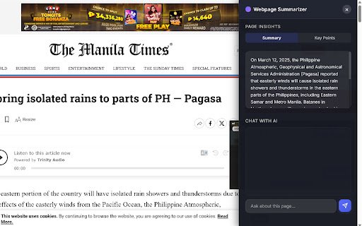 Webpage Summarizer  Chat AI  from Chrome web store to be run with OffiDocs Chromium online