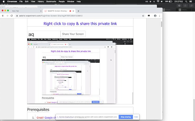 اشتراک‌گذاری غربالگری WebRTC از فروشگاه وب Chrome برای اجرای آنلاین با OffiDocs Chromium