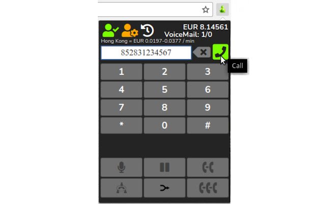 WebRTC-SIP-Telefon mit Click2Dial aus dem Chrome-Webstore, das mit OffiDocs Chromium online betrieben werden soll