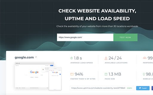 Website Availability Test  from Chrome web store to be run with OffiDocs Chromium online