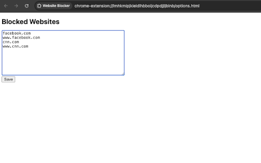 Website Blocker  from Chrome web store to be run with OffiDocs Chromium online