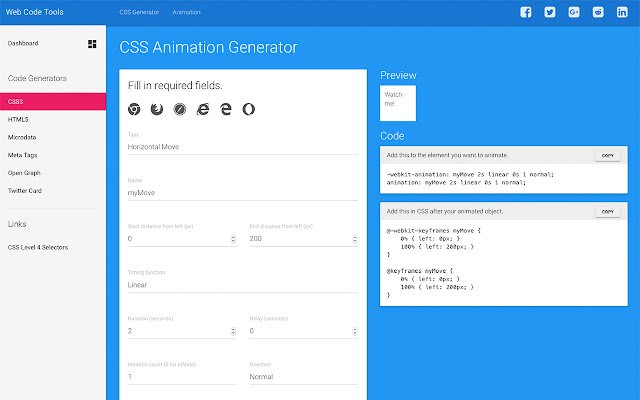 Website Code Generators by WebCodeTools.com  from Chrome web store to be run with OffiDocs Chromium online