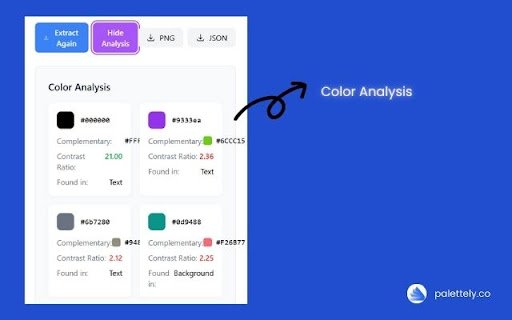 Website Color Palette Extractor  Analyzer  from Chrome web store to be run with OffiDocs Chromium online