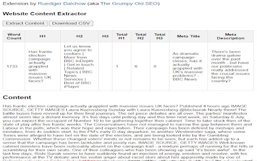 Website Content Extractor  from Chrome web store to be run with OffiDocs Chromium online