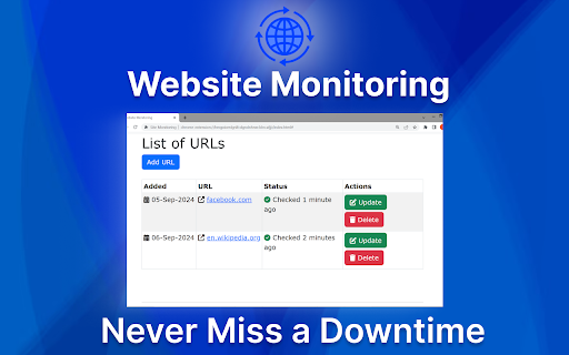 Website monitoring  from Chrome web store to be run with OffiDocs Chromium online