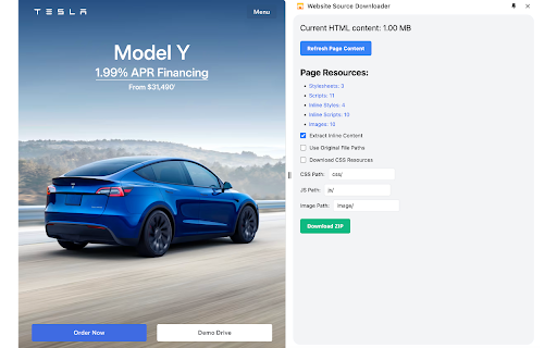 Website Source Downloader  from Chrome web store to be run with OffiDocs Chromium online