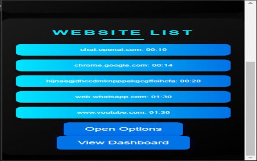 Website Time Tracker  from Chrome web store to be run with OffiDocs Chromium online