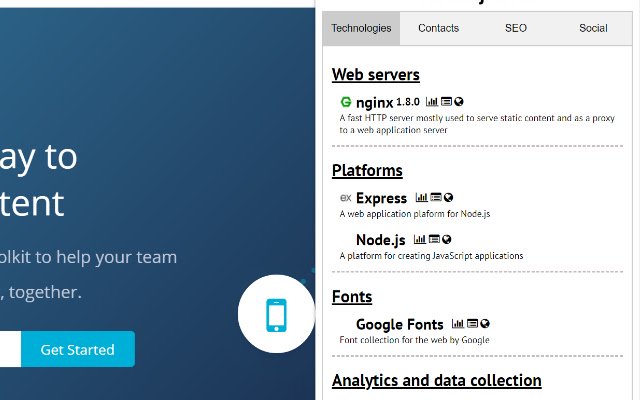 Webspotter Technology Checker การค้นหาอีเมลจาก Chrome เว็บสโตร์ที่จะเรียกใช้ด้วย OffiDocs Chromium ออนไลน์
