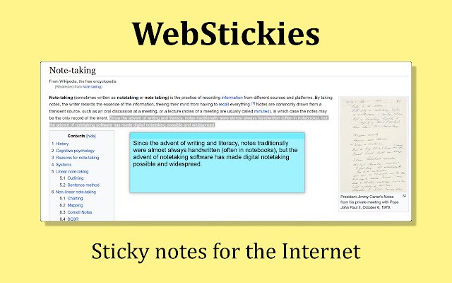 WebStickies mula sa Chrome web store na tatakbo sa OffiDocs Chromium online