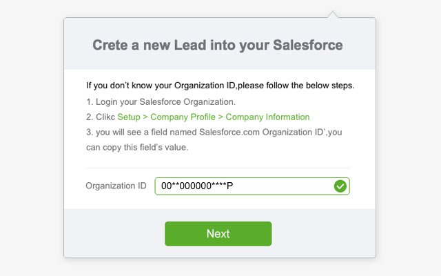 Web to Lead for Salesforce  from Chrome web store to be run with OffiDocs Chromium online