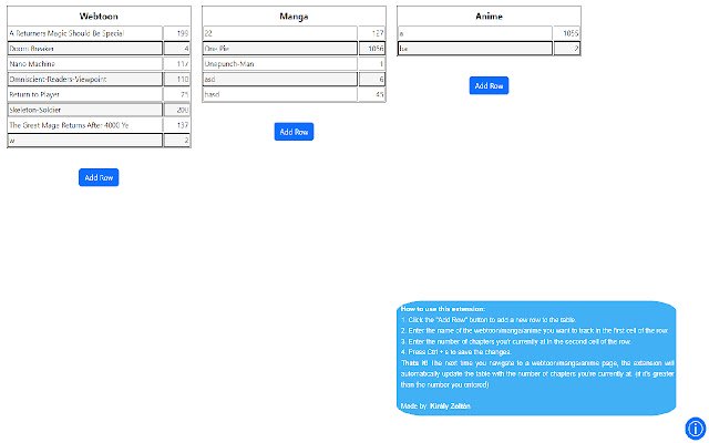 Webtoon Tracker  from Chrome web store to be run with OffiDocs Chromium online