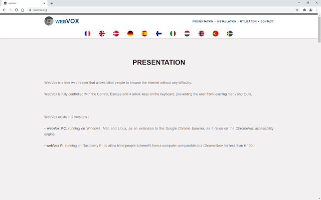 webVox จาก Chrome เว็บสโตร์ที่จะทำงานร่วมกับ OffiDocs Chromium ออนไลน์