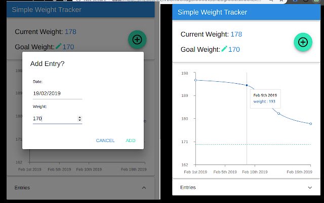 Weight Tracker  from Chrome web store to be run with OffiDocs Chromium online