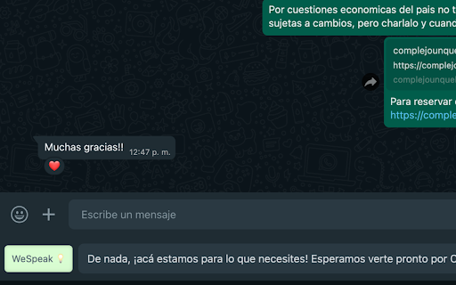 WeSpeak Chrome Extension  from Chrome web store to be run with OffiDocs Chromium online