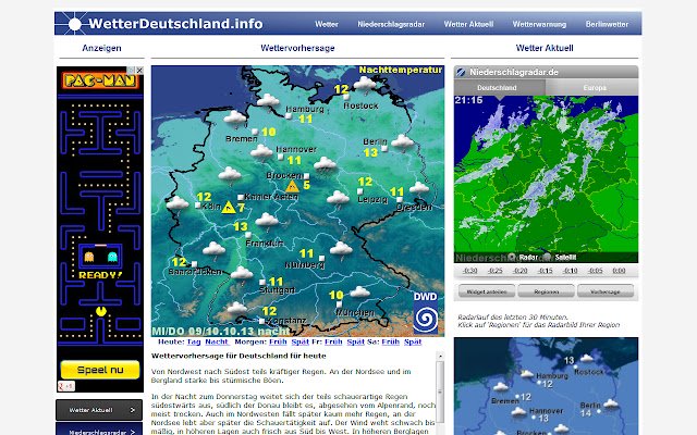 Wettervorhersage ze sklepu internetowego Chrome do uruchomienia z OffiDocs Chromium online