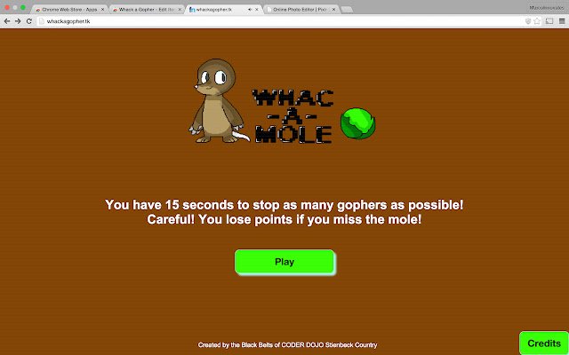 Whack a Gopher  from Chrome web store to be run with OffiDocs Chromium online