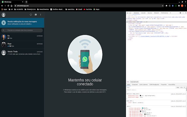 WhatsappDarkTheme  from Chrome web store to be run with OffiDocs Chromium online
