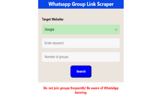 Whatsapp Group Link Scraper  from Chrome web store to be run with OffiDocs Chromium online
