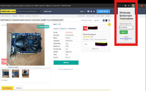 Whatsapp Sahibinden Yonlendirme  from Chrome web store to be run with OffiDocs Chromium online